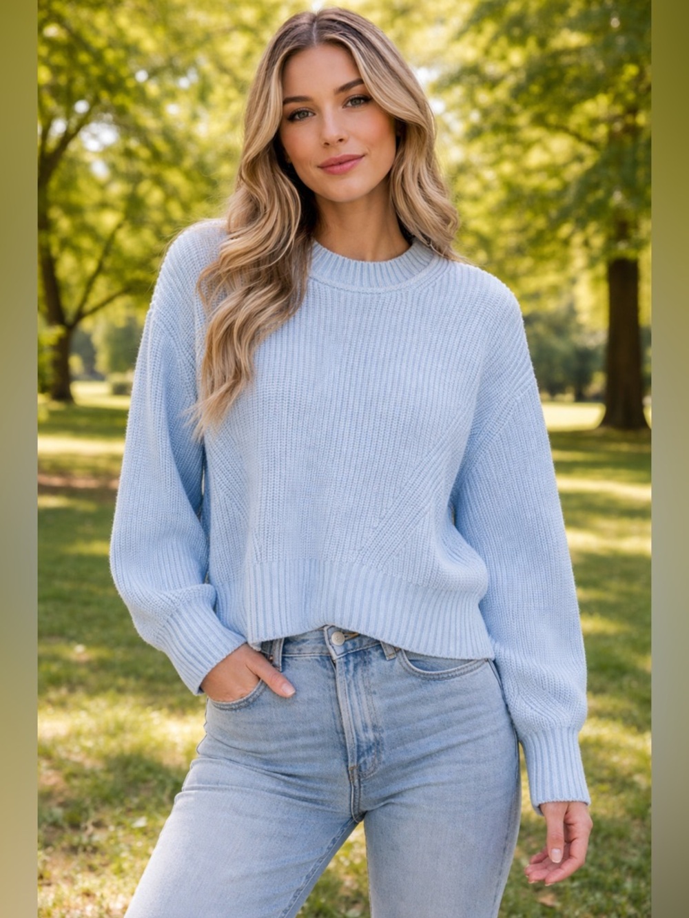Time and Tru Light Blue Knit Sweater – NWT